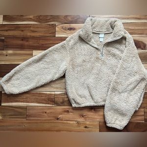 H&M Cropped Teddy Quarter Zip